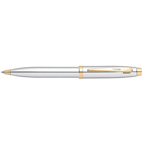 Sheaffer 100 Chrome Ballpoint Pen with Gold Tone Trim