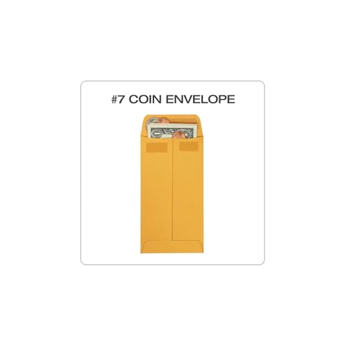 Quality Park #7 Coin and Small Parts Envelopes, Self Seal, for Home, Office, Garden, 24 lb Brown Kraft, 3-1/2 x 6-1/2 Inches, 500/Box (QUA50765)