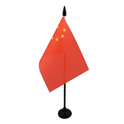 AZ FLAG China Table Flag 4x6 in 15x10 cm Polyester with Plastic Base - Interior Decoration