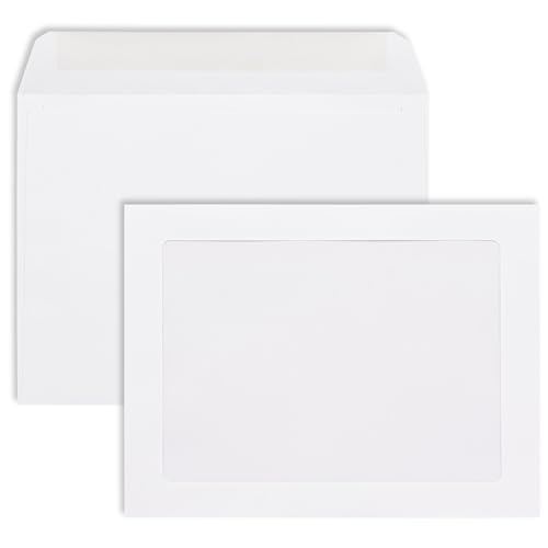 50 Pack Large 9x12 Window Envelopes for Photos & Documents - White