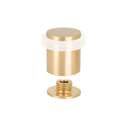 Door Stop | Silicone Shock Absorber | Made of Brass | Threaded Base | Includes Screw + Clamping Plug | EVI Hardware (Matte Brass - White Rubber, 1,34" x 1,18)