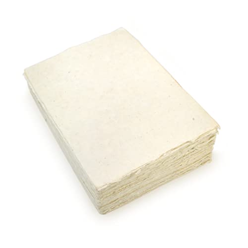Handmade Lokta Card Stock 5x7 Inch Paper with Deckle Edge. Tree-Free Lokta Paper for Vintage Stationery, Printing, and Decorative Invitations (100 Sheets)