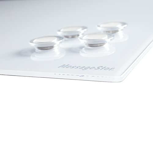 ECR4Kids MessageStor Magnetic Dry-Erase Glass Board with Magnets, 17.5in x 17.5in, Wall-Mounted Whiteboard, White, 2-Pack