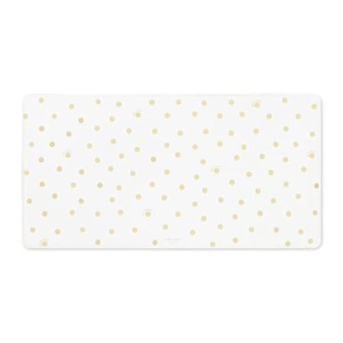 Kate Spade New York Decorative Desk Pad, Vegan Leather Keyboard and Mouse Pad for Desktop, Gold Dot with Script