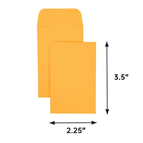 ESSENTIAL #1 500 Piece Coin Envelopes 2.25" x 3.5" with Gummed Flap, Small Parts Envelope for Home and Office Use (Yellow -500)