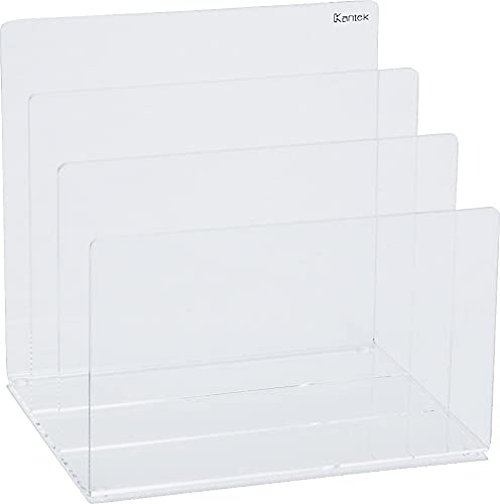 Kantek Clear Acrylic File Sorter, 3 Section Desk Collator, 8" x 6.5" x 7.6", Non-Skid Feet, Office Organizer, Desk Accessory