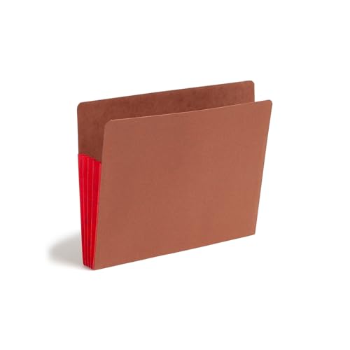 Smead End Tab Pocket, Reinforced Straight-Cut Tab, 3-1/2" Expansion, Extra Wide Letter Size, Redrope with Red Gusset, 10 per Box (73686)