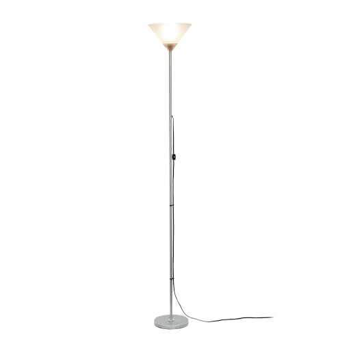 Simple Designs LF1052-SLV 70" Contemporary Classic Metal Uplight Floor Lamp, for Ambient Lighting, Living Room, Bedroom, Silver