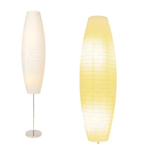 Paper Floor Lamp, Rice Paper Lamp for Living Room, Japanese Floor Lamp Rice Shade for Bedroom, Office& Living Room-Beige(Oval)