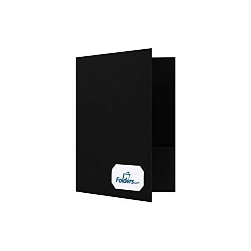 LUXPaper 9" x 12" Presentation Folders | Two Pocket | Front Cover Card Slits (Lower Right) | Deep Black Linen | 100lb. Cover | 25 Qty