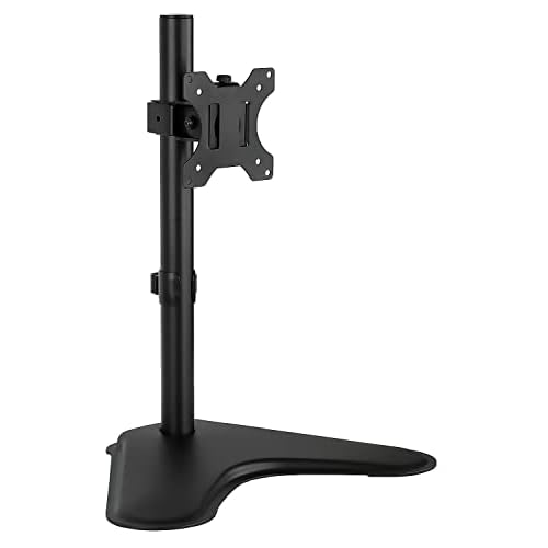 Mount-It! Single Monitor Stand, Freestanding Desk Mount for 21.5-32 Inch Screens, VESA Compatible Desk Stand with Height Adjustable, Tilt, Swivel, and Rotation Features, Sturdy Base Supports 17.6 lbs
