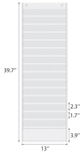 White 15+1 Pockets Daily Schedule Pocket Chart with 24 Double-Sided Cards - Boho Classroom Organizer for Teachers