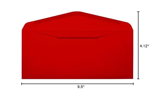 LUXPaper #10 Business Window Envelopes | Commercial Flap | 4 1/8" x 9 1/2" | Holiday Red | 60lb. Text | 250 Qty