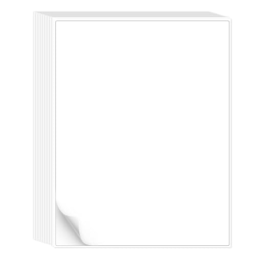 L LIKED 30 Printable White Sticker Paper Full Sheet Label, Matte, 8.5" x 11" for Laser & Inkjet Printers (30 Sheets)