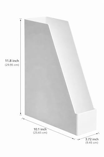 Amazon Basics White Plastic Desk Organizer - 2 Pack Magazine Racks for Office & Home