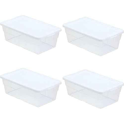 Sterilite Storage Box 13.5" X 8.3" X 4.8", 6 Qt. Clear - Pack of 4