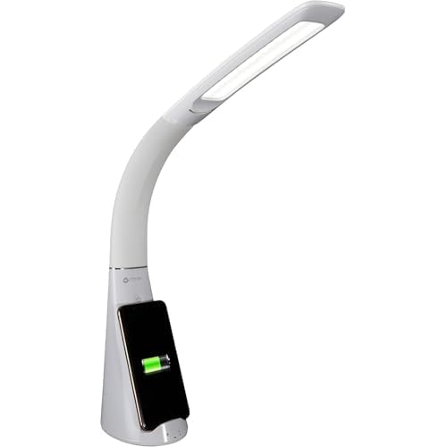 OttLite Purify LED Sanitizing Desk Lamp with Wireless Charging ? Eliminates up to 99.9% of Bacteria, Touch Activated, Flexible Neck, Modern Light for Reading, Crafting & Office Desktop