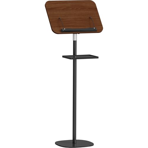 Snughome Rustic Brown Lectern Podium Stand with Adjustable Height & Storage Tray