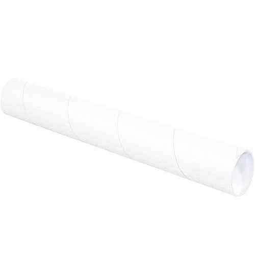 Tape Logic TLP3015W Mailing Tubes with Caps, 3" x 15", White (Pack of 24)