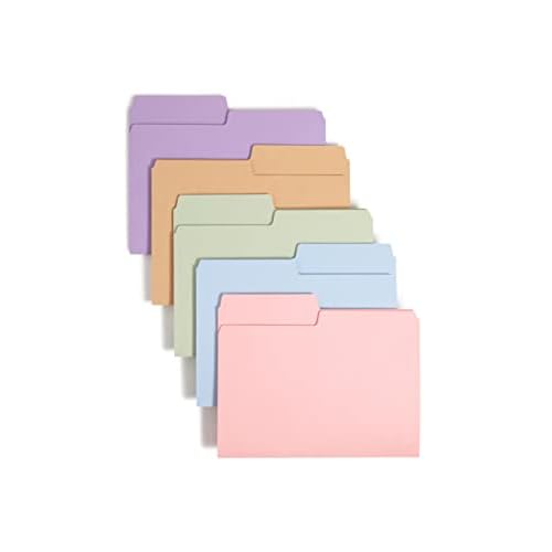 Smead SuperTab File Folder, Oversized 1/2-Cut Tab, Letter Size, Assorted Pastel Colors, 100 per Box (11906)