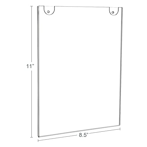 BlueValley Acrylic Sign Holder 8.5 x 11 Wall Mount - Vertical Clear Paper Display Holder with Mounted Tapes & Screws for Flyer, Document, Menu, Picture - Plastic Wall Frames for Offices, Homes, Restaurants, Stores - 12 Pack