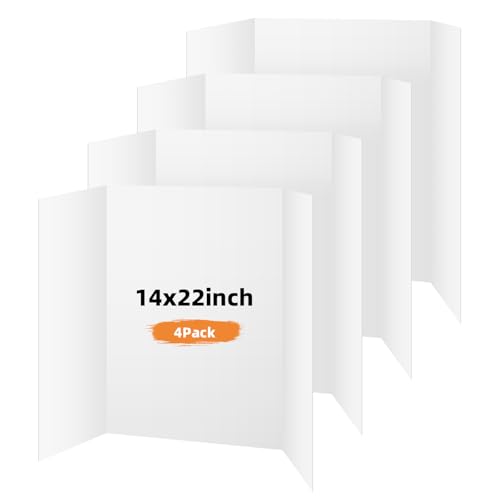 14x22 White Poster Boards 4 Pack - Trifold Presentation Display Boards