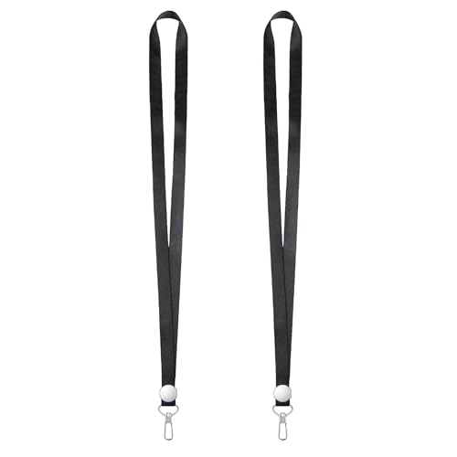 2 Pack Black Lanyards for ID Badges,Lanyard ID Holder with Metal Clasp,Bulk Neck Lanyard ID Holder for Car Keys, Card Holder, Whistle, Keychain, Wallet