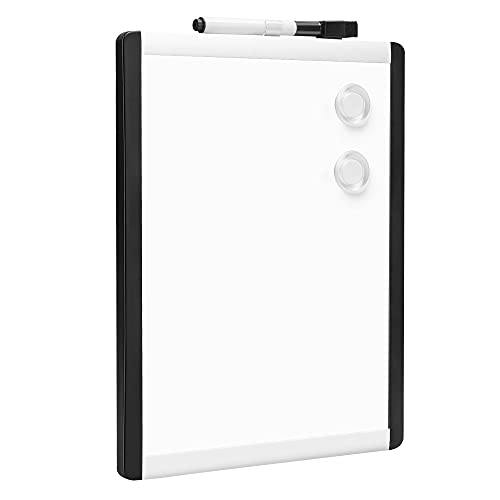 Amazon Basics Small Magnetic Dry Erase Whiteboard 8.5 x 11 Inches with Marker & Magnets - Lightweight Plastic/Aluminum Frame, Variation 11W x 8.5H