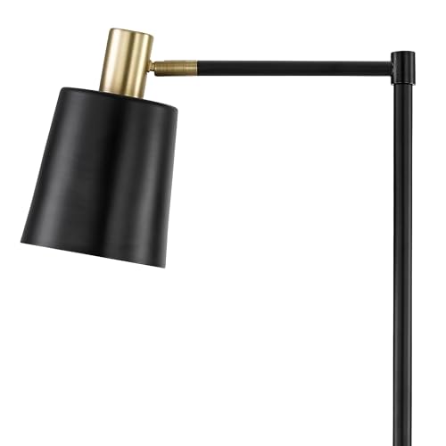 GLOBE Electric 12916 Lex 60" Floor Lamp, Black, Satin Finish, Gold Accents