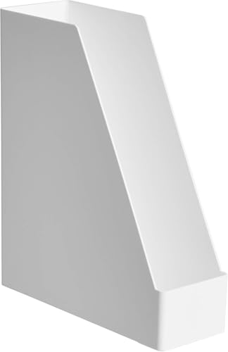 Amazon Basics White Plastic Desk Organizer - 2 Pack Magazine Racks for Office & Home