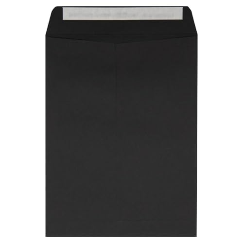 LUXPaper 9 x 12 Black Open End Envelopes 50 Pack Peel & Press Self-Seal