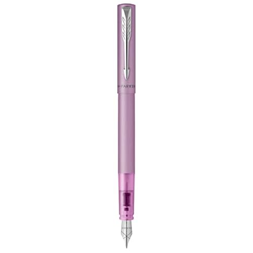 PARKER Vector XL Fountain Pen | Metallic Lilac Lacquer on Brass | Medium Nib with Blue Ink Refill | Gift Box