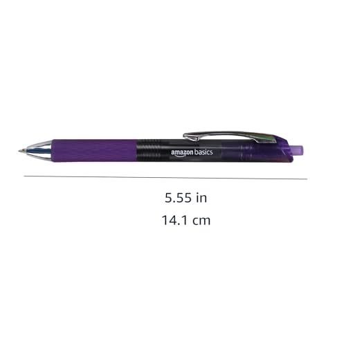 Amazon Basics Assorted Fine Point Gel Pens 0.7mm Retractable 12-Pack