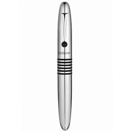 BEILUNER 320 Silver Chrome Rollerball - Stunning Luxury Pen with Chrome Finish, EDC, Heavy, Schmidt Black Ink Refill, Best Gift Set for Men & Women, Professional, Executive Office, Nice Classic Pens