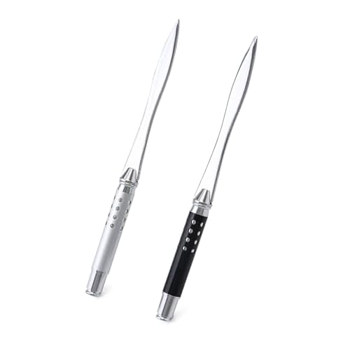 QWORK 2 Pack Metal Letter Opener - Ergonomic Grip Envelope Slitter, Sleek Sword-like Cutter with Safe Edge, Durable Powder-Coated Finish - Versatile Paper Cutter for Office & Outdoor Use