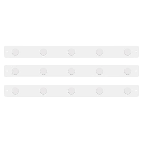 Three by Three Seattle 28 x 2.5 Inch Metal Strip Frameless Magnetic Bulletin Board (3 Pack) with 15 Large Magnets for Memos, Photos, Lists, and More in Office, Home, or School D?cor (White)