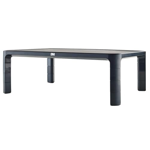 3M Adjustable Monitor Stand for Monitors and Laptops, Three Leg Segments Simply Adjust Height from 1.7" to 5.5", Holds up to 20 lbs, 13.6 in Clearance Between Legs for Storage, Black (MS85B)