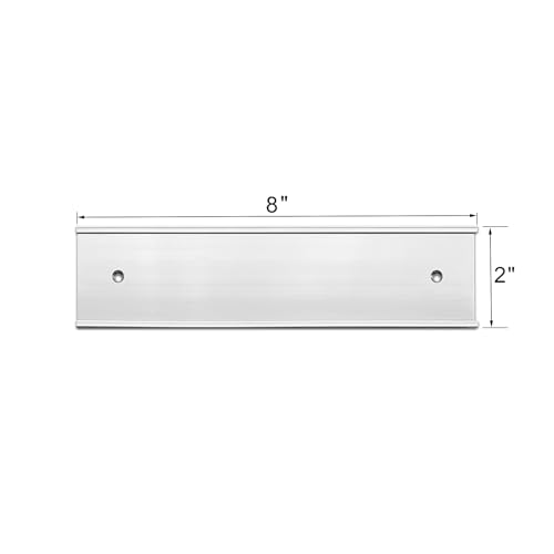 Silver Aluminum Name Plate Holder 2x8 Inch Wall or Door Mount - 5 Pack