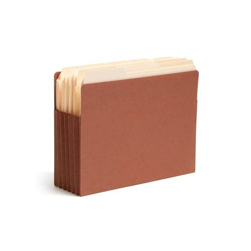 Smead End Tab TUFF¢ç File Pocket, Reinforced Straight-Cut Tab, 5-1/4" Expansion, Tyvek¢ç Gusset, Extra Wide Letter Size, Redrope, 10 per Box (73790)