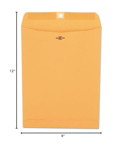 Universal 35264 Kraft Clasp Envelope No. 90 - Side Seam, 9 x 12 Light Brown, 28lb, 100 Pack