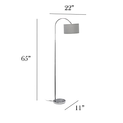 Simple Designs LF2005-GRY-LB 66" Modern Brushed Nickel Arched Floor Lamp with Gray Shade for Living Room, Hallway, Entryway, Bedroom, Office, with Feit LED Bulb Included