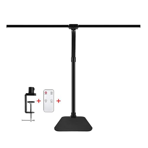 Double Head LED Desk Lamp with Remote Control for Home Office 24W Brightest Computer Desk Light for Workbench Drafting Architect Study Reading with Clamp and Base