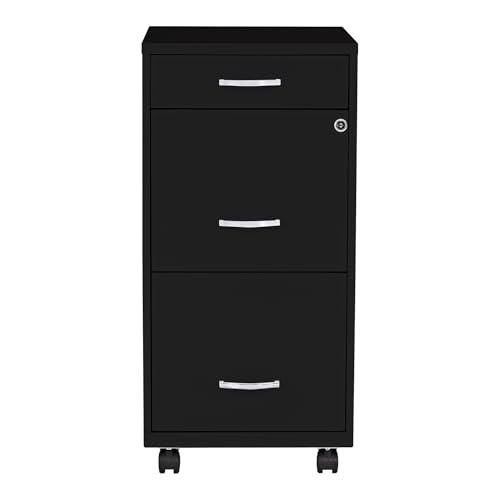LYS SOHO Box/File/File 3-Drawer Mobile File Cabinet, Black