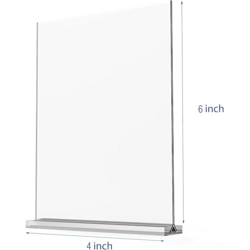 newnewshow 4x6 Inch Clear Acrylic Sign Holder, Display Stand, Plastic Card Holder for Business, Office, Retail (4x6 Inch 3 Pack)