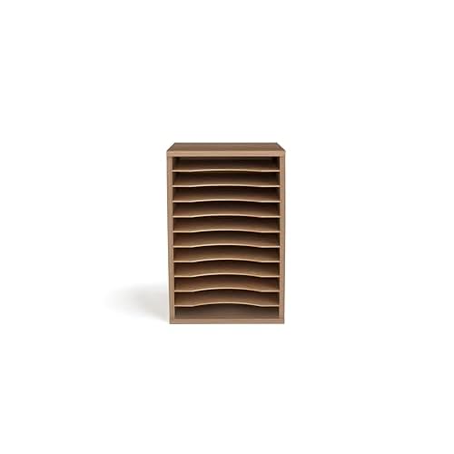 Safco Products Vertical Desktop Sorter, 11 Compartment, Gray Wood