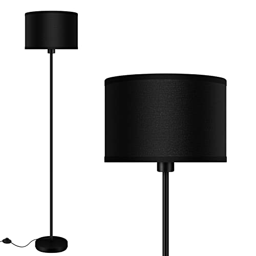 Floor Lamps for Living Room, Modern Standing Lamp, Black Lamp Shades, Foot Switch, Simple Pole Lamps Corner Lamp for Bedroom,Office, Living Room, Den, Bright Reading Floor Lamp(Without Bulb)