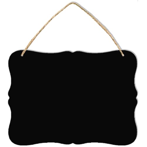 Wooden Double Sided Hanging Chalkboard Signs, Vintage Erasable Message Board Sign with Hanging String for Wedding Kitchen Home Party Decoration (Rectangle 03)