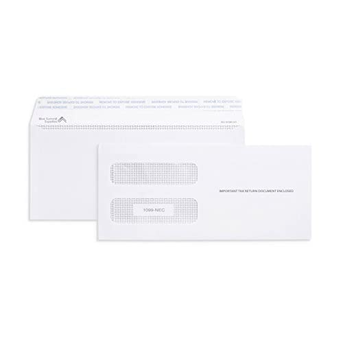 Blue Summit Supplies 500 1099 NEC Tax Form Envelopes, Fits 3 Part 1099 NEC 2025 Forms, 3 13/16’’ x 8 7/8’’, Peel and Seal Envelopes for Tax Forms