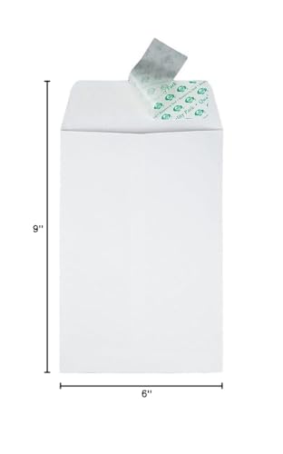 6 x 9 Catalog Envelopes with Self Seal Closure - 28 lb White Wove, 100 Pack
