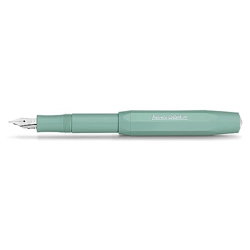 Kaweco COLLECTION Fountain Pen Smooth Sage, Fine Nib Sport Octagonal Clip Chrome